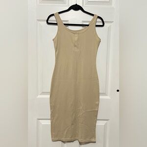 💗 SHEIN - Women Elegant Tan Sleeveless Bodycon Dress